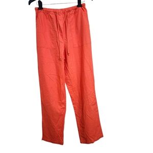 L.L. Bean Pull On Wide Leg Orange Drawstring Pants Size Small Tall